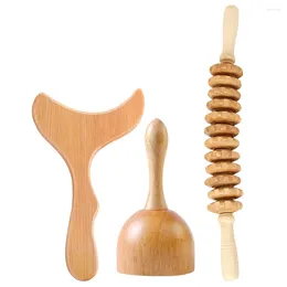 Decorative Flowers Massage Stick Home Wooden Massager Body Roller Scraping Board Head Sculpting Back Travel