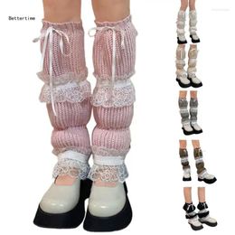 Women Socks B36D Winter Warm For Girls Lolitas Foot Cover Gothic Harajuku Lace Ruffle Middle Tube