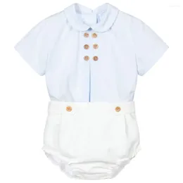 Clothing Sets Summer Spanish Boys Boutique Baby Clothes Suit Infant Birthday Christening White Shirt Short Pant