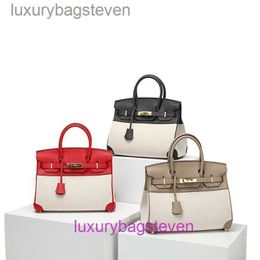 Luxury Counter Quality Hremms Birkks Designer Bags Made Womens Bag Top Leather with Canvas Womens Handbag with Real Logo