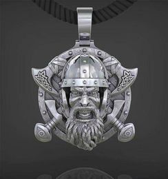 Nordic Jewellery Retro Men Viking Tomahawk Necklace Pendant 316L Stainless Steel Men039s Punk Skull Knight Jewelry7543220