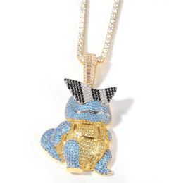 Men Hop Hip Ice Out Anime Turtle Pendant With Tennis Chain Bling Necklace Trendy Hiphop Street Jewellery Drop H0918246w3435340