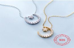 high quality 100 925 sterling silver necklace idea product moon and star cz diamond handmade necklaces whole228e7257243