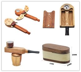 Classic Solid Folding Smoking Wooden Wood Pipe Tobacco Herbal Philtre Hand Ladybug Pipes Cans Holder Detachable Portable Smoking To8699706