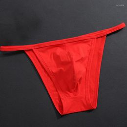 Underpants Sexy Men Ultra-Thin Briefs Big Pouch U Convex Short Boxers Solid Colour Low Rise Thong Soft Knickers Elastic Breathable Underwear