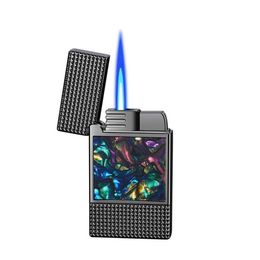 Creative Iatable Direct Injection Lighter Metal Visual Gas Unfilled Windproof Cigarette Lighter Cigarette Set Wholesale