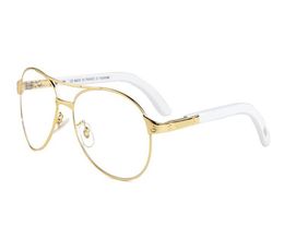Luxury Designer Sunglasses for Mens Fashion Vintage Oval Metal Frame Wooden Buffalo Horn Glasses Brown Clear Lenses Gold Silver lu2621415