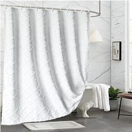 Shower Curtains Cut Flower Curtain Bohemian Wave Bathroom Solid Colour With Hook