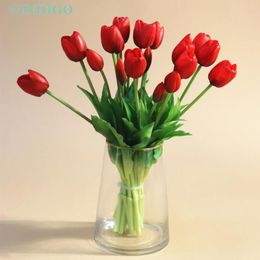 Decorative Flowers Red Tulip Bouquet (20PCS/Bag) Silicone Real Touch High Quality Calla Home Decoration Gift Artificial Flower Wedding-