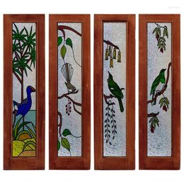 Window Stickers Custom Size Stained Glass Film 3D Static Cling For Kitchen Bathroom Bedroom Sliding Door Home Decor Birds