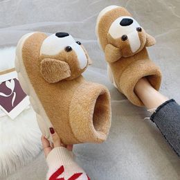 Slippers Women's Shoes Winter Home Cotton Indoor Bag With Thick Bottom Cute Plush Cartoon Warm
