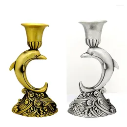 Candle Holders HeyMamba Antique Tin Holder Metal Dolphins Candlestick Home Wedding Party Decoration Stand