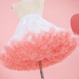 Skirts Puffy Tulle Petticoat Lolita Pink Blossom Underskirt Faldas Cloud Tutu Skirt Crinoline Princess Ballet Dance Pettiskirts 45cm