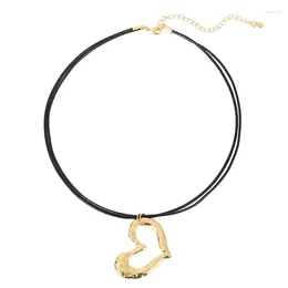 Pendant Necklaces Y2K Love Heart Rope Tie Choker Necklace For Women Elegant Harajuku Unusual Long Neck Chain Jewelry
