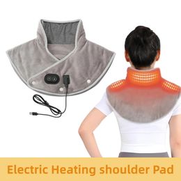 Electric Shoulder Neck Pad Heated Therapy Massage Vibration Shawl Cervical Pain Relief Relieve Fatig Warmer Back Support Tools 240509