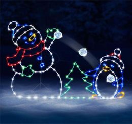 Christmas Decorations Fun Animated Snowball Fight Active Light String Frame Decor Holiday Party Outdoor Garden Snow Glowing Decora3259271