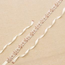 Wedding Sashes Bridal Belt 2019 Rose Gold Rhinestone Pearls Accessories Belt 100% hand-made 8 Colours White Ivory Blush Bridal Sashes 278t