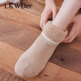 Women Socks LKWDer 5 Pairs Winter Thick Terry Super Wool Casual Fashion Pure Colour Warm Towel Sock Meias