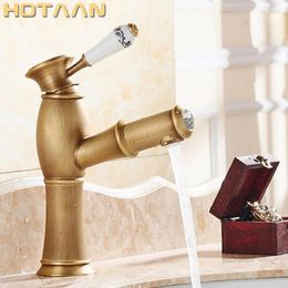 Bathroom Sink Faucets Selling Pull Out Basin Faucet Antique Brass Copper Mixer Tap Kitchen Deck Mounted YT-5002