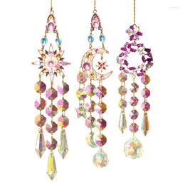 Decorative Figurines Sun Catcher Ornament Crystal Wind Chime Moon Diamond Prisms Pendant Dream Heart And Leaf Design For Hanging
