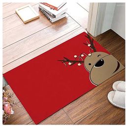 Carpets Christmas Moose Door Mats Kitchen Floor Bath Entryway Rug Mat Absorbent Indoor Bathroom Decor Doormats Flannel Non Slip