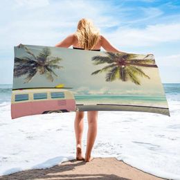 Towel Beach Minibus Pleasant Scenery Spring 31x51inch Superfiber Quick-drying Face Surf Print