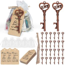 Party Favour 30 Sets Wedding Favours Rose Key Bottle Opener With Hangtags & Ropes Yarn Bags Guests Gifts For Anniversary