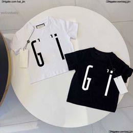 tshirt 2024 child toddler tee for baby clothes kid designer t kids clothe boy girl Short Sleeve tops brand summer shirt black white with letters G