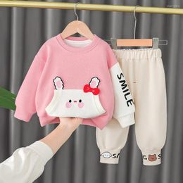 Clothing Sets Korean Style Baby Boys And Girls Outfits Kids 2024 Childrens Cartoon Pullover Long Sleeve T-shirts Pants Infant Clothes