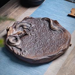 Tea Trays Round Ceramic Dragon Table Tray Board Accessories MJ