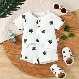 Clothing Sets 1-3 Years Baby Boy&Girl Clothes Outfits Clover Printing Short Sleeve Tops Shorts 2PCS Summer Leisure Costumes Toddler Pajamas