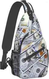 Backpack Us Bill Money Unisex Chest Bags Crossbody Sling Travel Hiking Daypack Bag For Men Casual Polyester