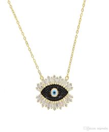 Gold black stone 2019 Turkish evil eye necklace for women and ladies lucky fashion jewelry Gold color cubic zirconia jewelry party7694503