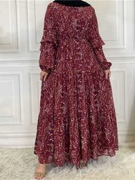 Ethnic Clothing Ramadan Eid Chiffon Abaya Dubai Islam Pakistan Muslim Modest Dress Turkey Dresses Abayas For Women Robe Femme Musulmane Vestido T240510