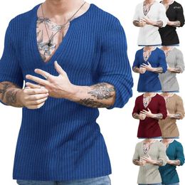 Men's Sweaters Autumn Winter V-neck Casual Fashion Male Long Sleeve Solid Color All-match Knitting Pullovers Gentmen Jumpers Top