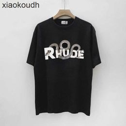 Rhude High end designer T-shirts for Trendy fashionable leisure hip hop summer new round neck short sleeve T-shirt With 1:1 original labels