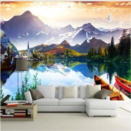 Wallpapers Wellyu Custom Large Fresco European Style Lake Reflection TV Backdrop Environmental Wallpaper Papel De Parede Para Quarto