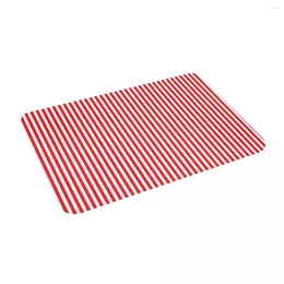 Carpets Red Stripe 24" X 16" Non Slip Absorbent Memory Foam Bath Mat For Home Decor/Kitchen/Entry/Indoor/Outdoor/Living Room