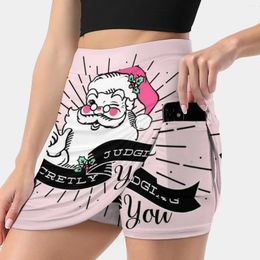 Skirts Santa Is Secretly Judging You Women's Skirt Sport Skort With Pocket Fashion Korean Style 4Xl Funny