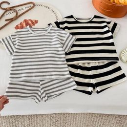 Clothing Sets 0-3Y Toddler Boy Summer Clothes Baby Soft Cotton Striped Short Sleeve T-shirt Tops Shorts Infant Kid Outifts Set