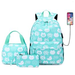 Backpack Cute School For Girl Boy Teens Bookbag Set Laptop Daypack Lunch Tote Pencil Bag Schoolbag Multi Pockets
