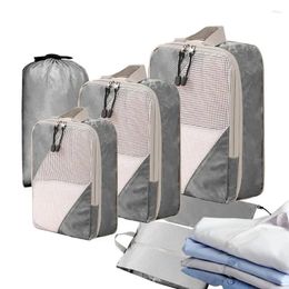 Storage Bags 4/5/6Pcs Folding Travel Organiser Suitcase Packing Cubes Set Cases Toiletries For Clothes Shoe Luggage