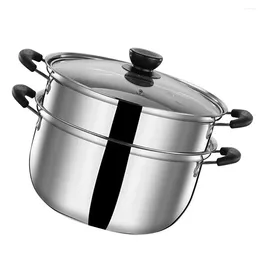 Double Boilers Stainless Steel Stockpot With Lid Pot Stock Soup Saucepan Cooking Steaming Cookware Vegetable Dumpling Sauce