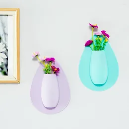 Vases Stick On The Wall Silicone Vase Creative Decorations Self Adhesion Flower Plant Hydroponics DIY Pot Offices