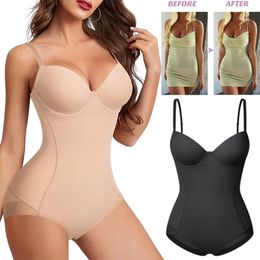 Waist Trainer Shapewear for Women Tummy Control Dress Backless Bodysuit Tops Body Shaper with Builtin Bra Slimming Underwear 240428