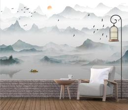 Wallpapers Custom Mural Wallpaper 3D Art Retro Fresco Ink Wash Landscape Painting For Living Room Bedroom Wall Paper Home Decor