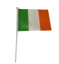 Ireland Flag 21X14 cm Polyester hand waving flags Ireland Country Banner With Plastic Flagpoles4163417