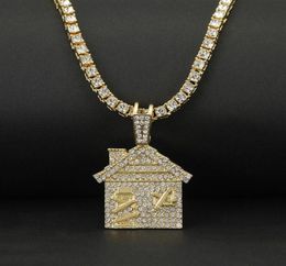 Hip Hop Bando Trap House Necklace Men Bling Savage Pendant Necklace With Tennis Chain Female Ice Out Link Chain Jewelry C0219247l2670909