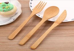 Bamboo Wooden Fruit Fork Disposable Spoon Knife Food Pick Travel Compostable Party Picnic Kitchen Christmas supplies Biodegradable1542671