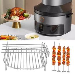 Double Boilers Air Fryer Accessories With Skewers Layer Pan Multi-Purpose Grill Stand 6 7 8 Inches